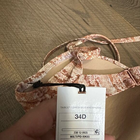 Shade & Shore Lurex Snake Print Women's LightlyLined KnoFront Bikini Top 34D NWT - Picture 8 of 13